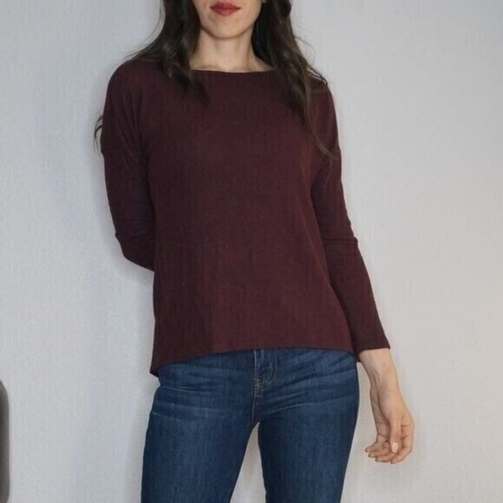 gibson Burgundy Boxy Soft Light Weight Sweater Top Size XXS - Picture 1 of 9